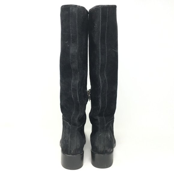 Women's Prada Milano Riding Boots Shoes Size 36 EU/6 US Black Distressed Suede - Picture 7 of 11